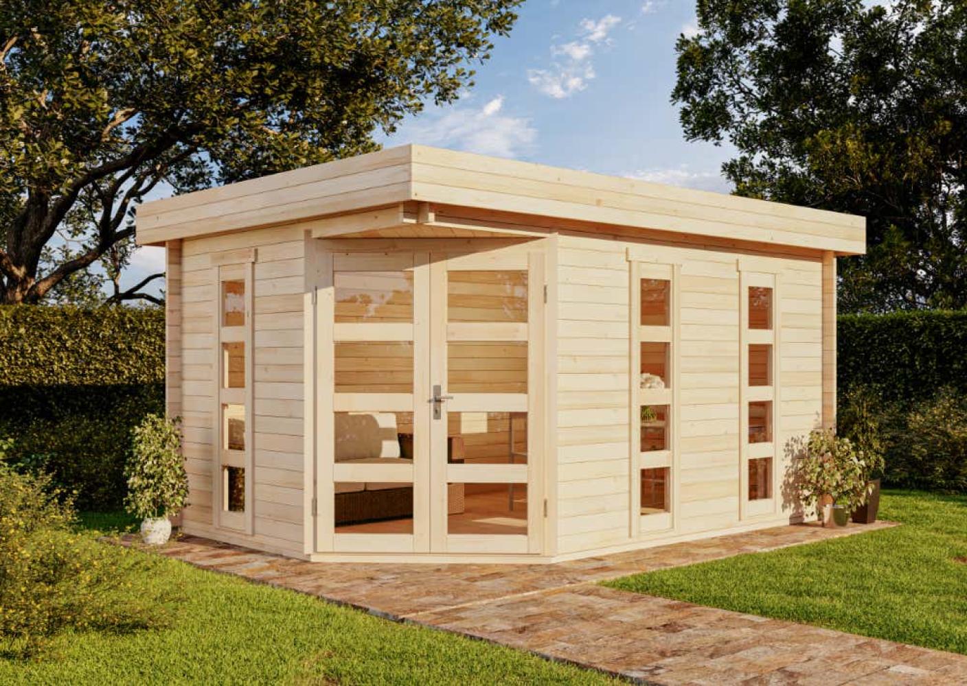 Alpholz 5-Eck Gartenhaus Modell Lindau-40 Gartenhaus aus Holz Holzhaus mit 40 mm Wandstärke Blockbohlenhaus mit Montagematerial Bild 1