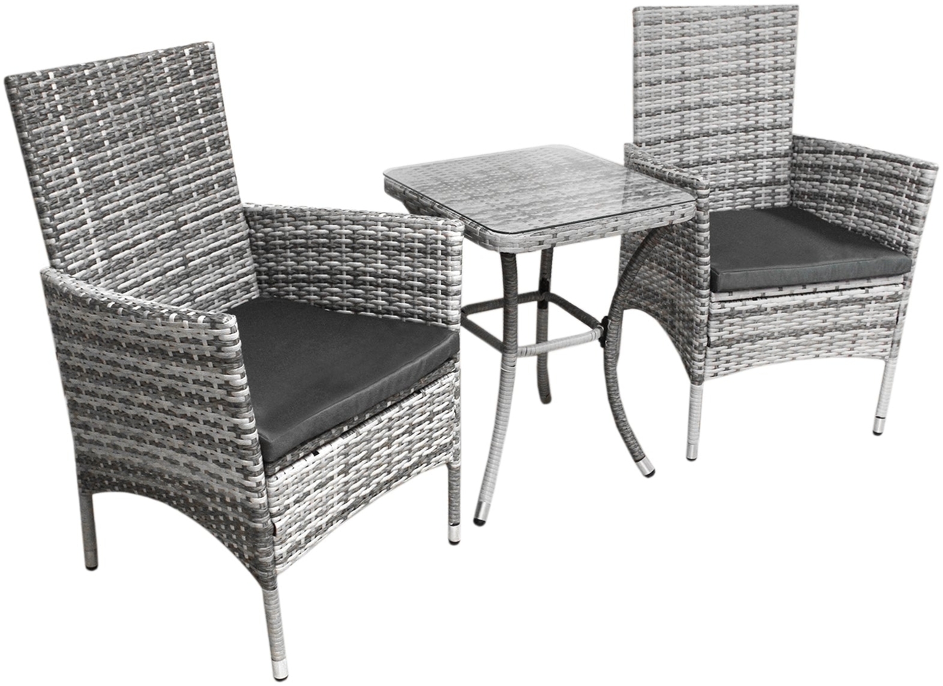 Jardí Rattan Bistro Set Hellgrau Bild 1