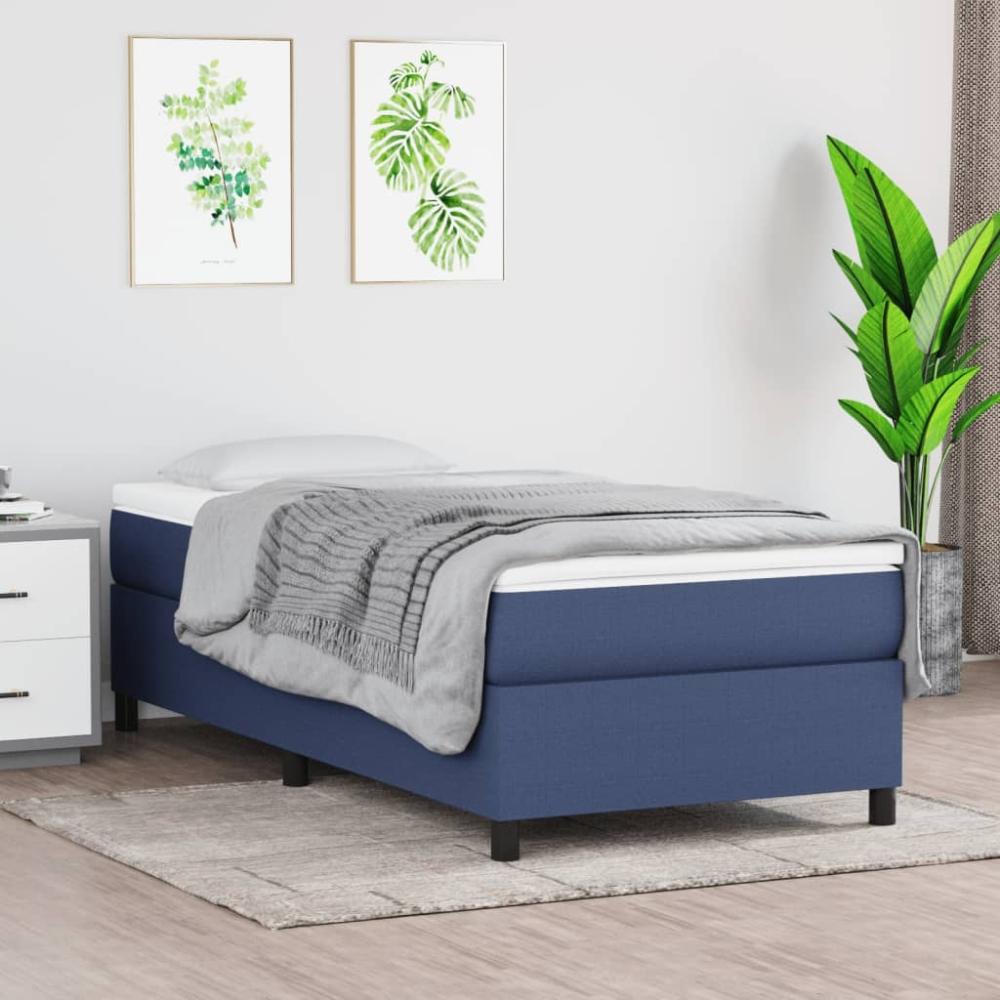 vidaXL Boxspringbett mit Matratze Blau 80x200 cm Stoff 3144381 Bild 1