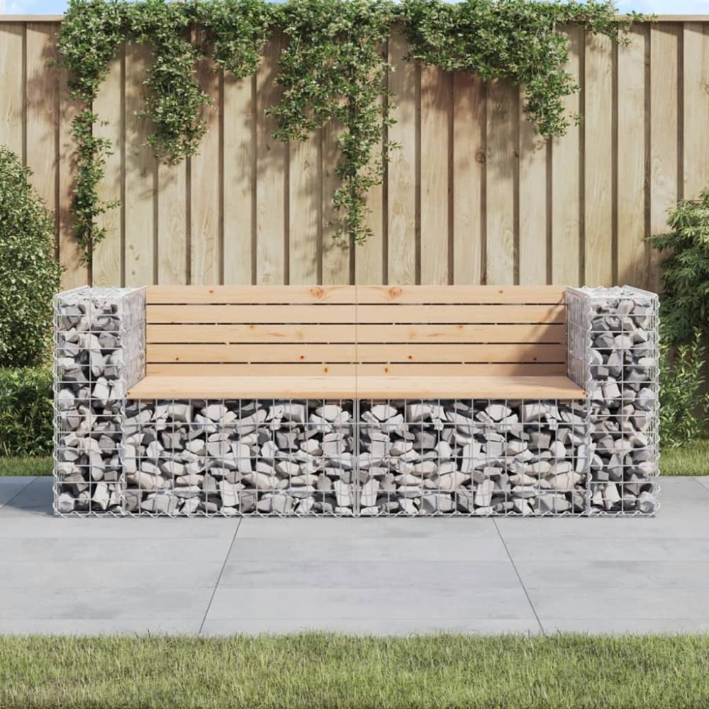 vidaXL Gartenbank aus Gabionen 184x71x65,5 cm Massivholz Kiefer 3196236 Bild 1