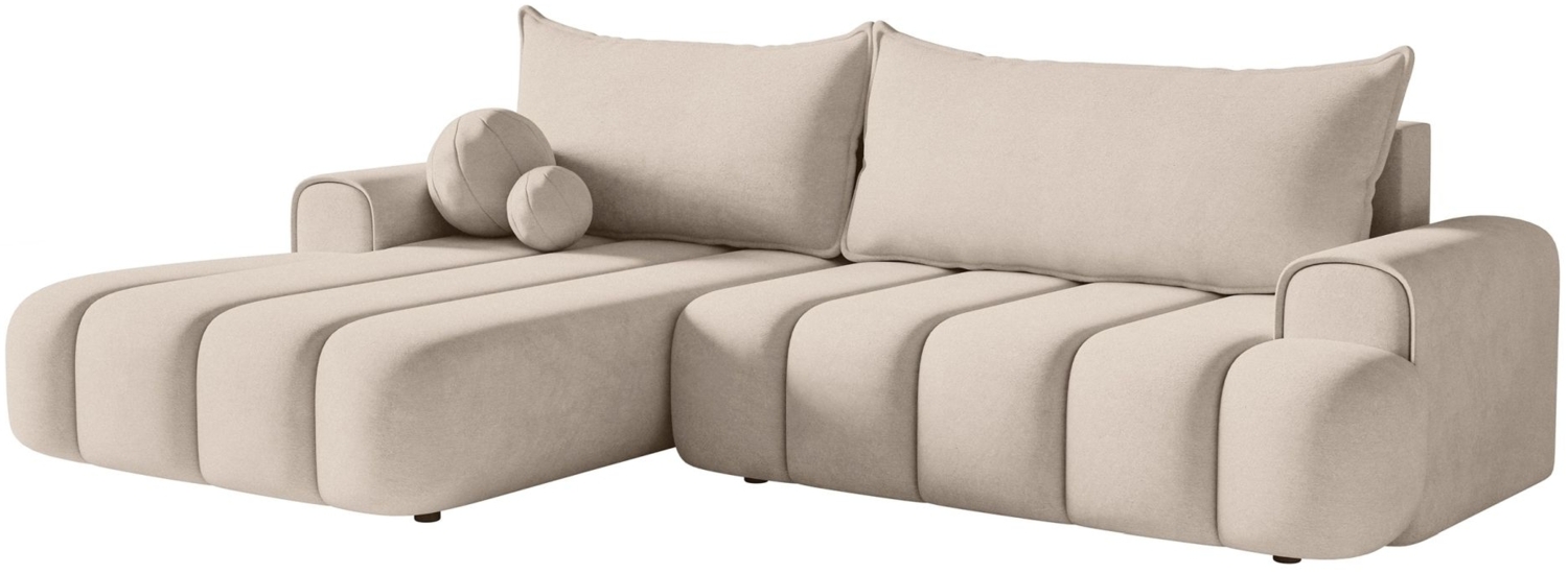 Selsey 'Dandelino' Ecksofa mit Schlaffunktion, Stauraum und Samtbezug, graubeige, links, 80 x 275 x 168 cm Bild 1