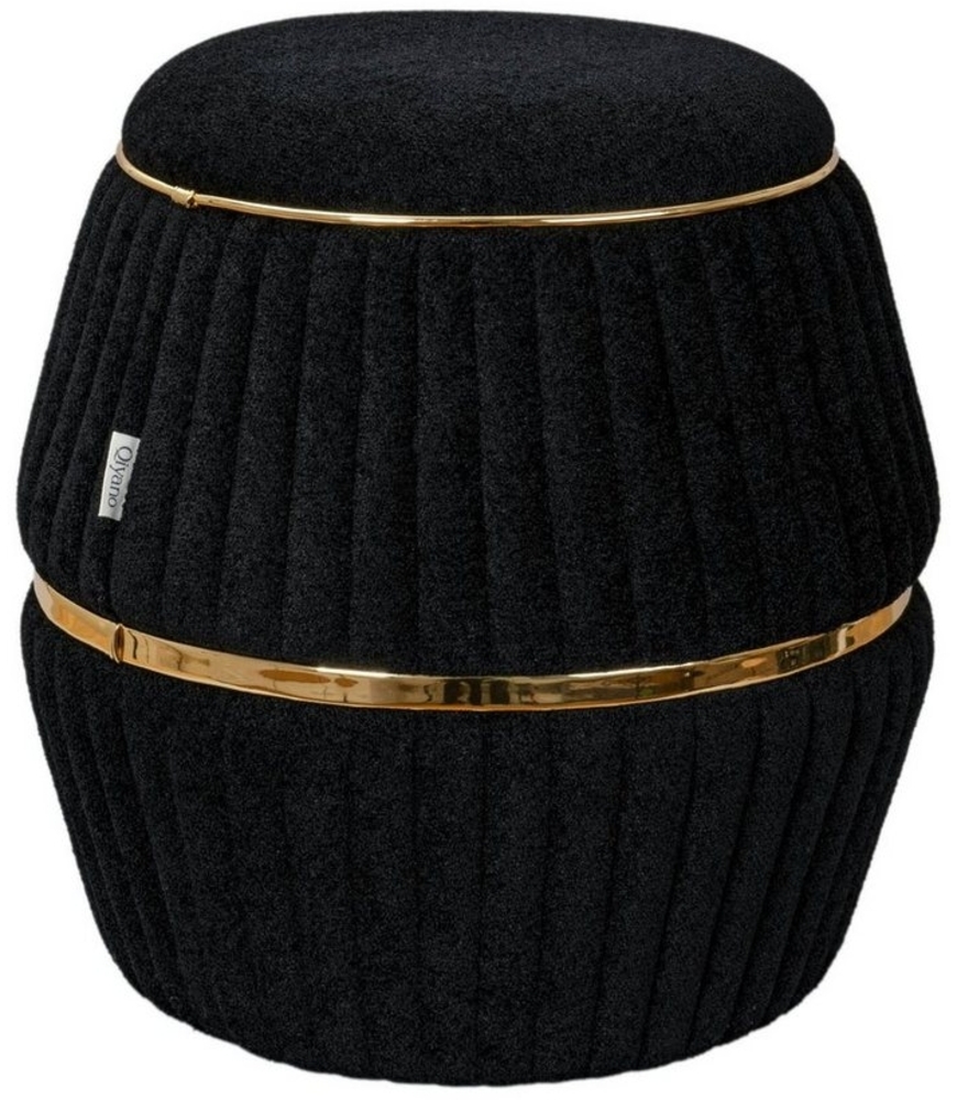 Qiyano Hocker Sitzhocker Teddy Schwarz - Ziernähte, Wohn-, Schlafzimmer (1 St) Bild 1