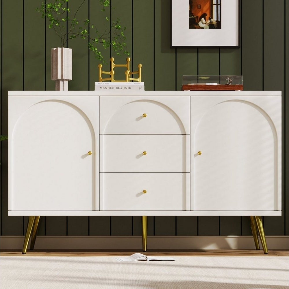 REDOM Sideboard Schubladenkommode (Kommode mit 3 Schubladen, Beistellschrank, Aufbewahrungsschrank Sideboard), mit verstellbaren Regalen Bild 1