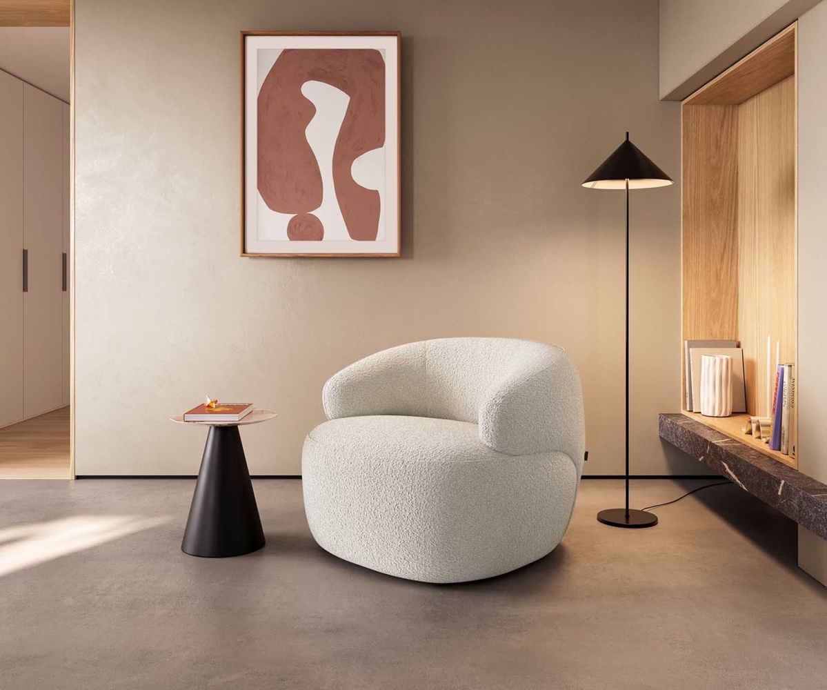 Loungesessel Nova 88x88 cm Bouclé Creme-Weiß Bild 1