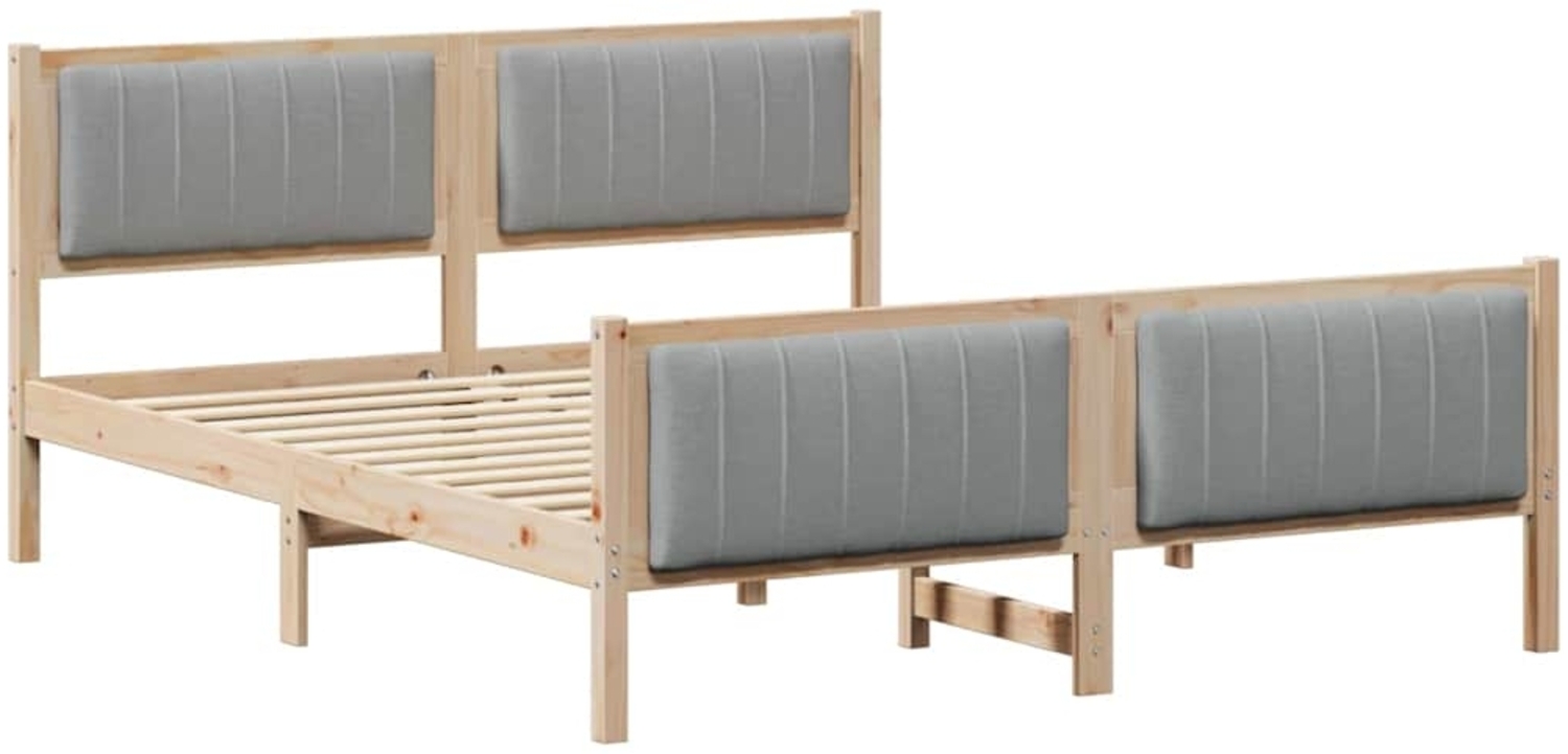 vidaXL Bettgestell Braun und hellgrau 150 x 200 cm Massivholz Kiefer 3394313 Bild 1