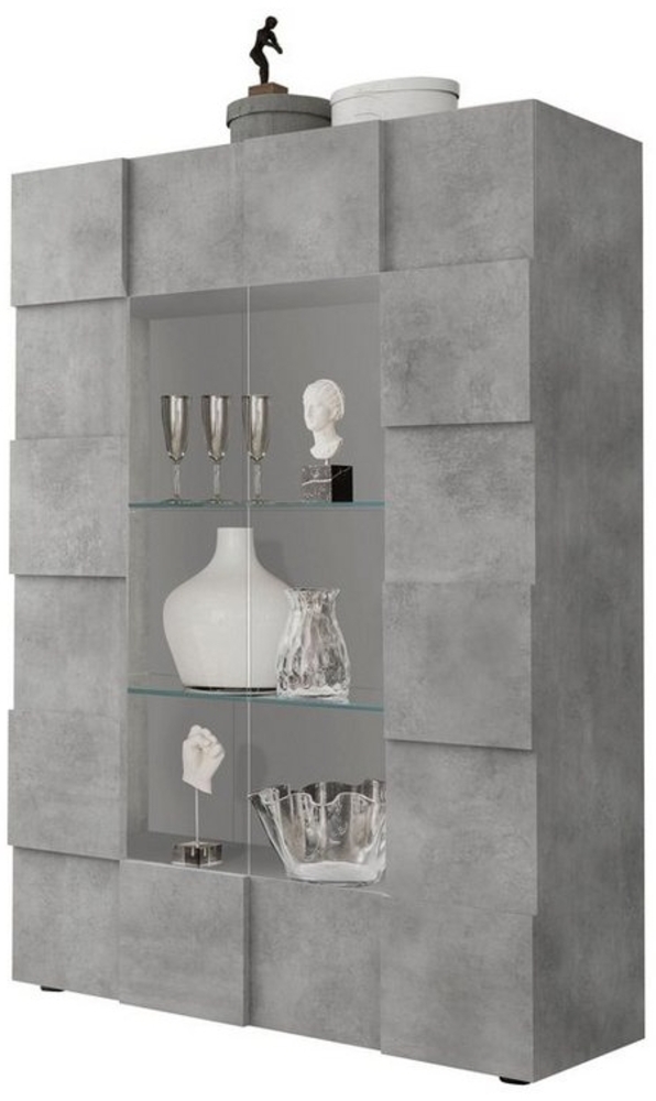 INOSIGN Vitrine Dama Höhe 166 cm, Breite 121 cm, Stauraumvitrine mit 2 Türen, Standvitrine - Front in 3D-Optik, viel Stauraum, verschiedene Farben Bild 1