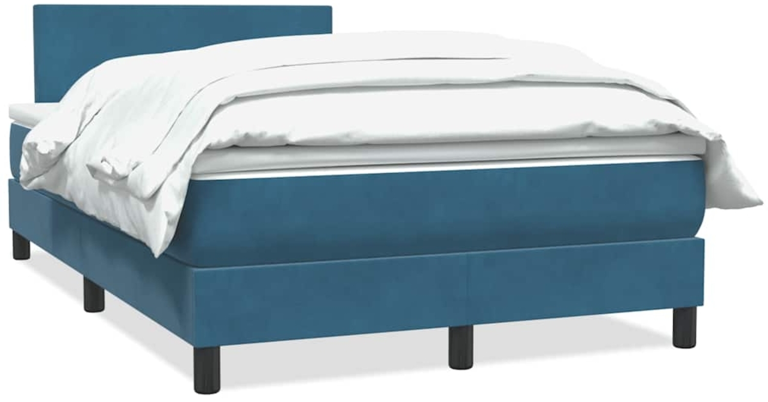 vidaXL Boxspringbett mit Matratze Dunkelblau 120x210 cm Samt 3316015 Bild 1