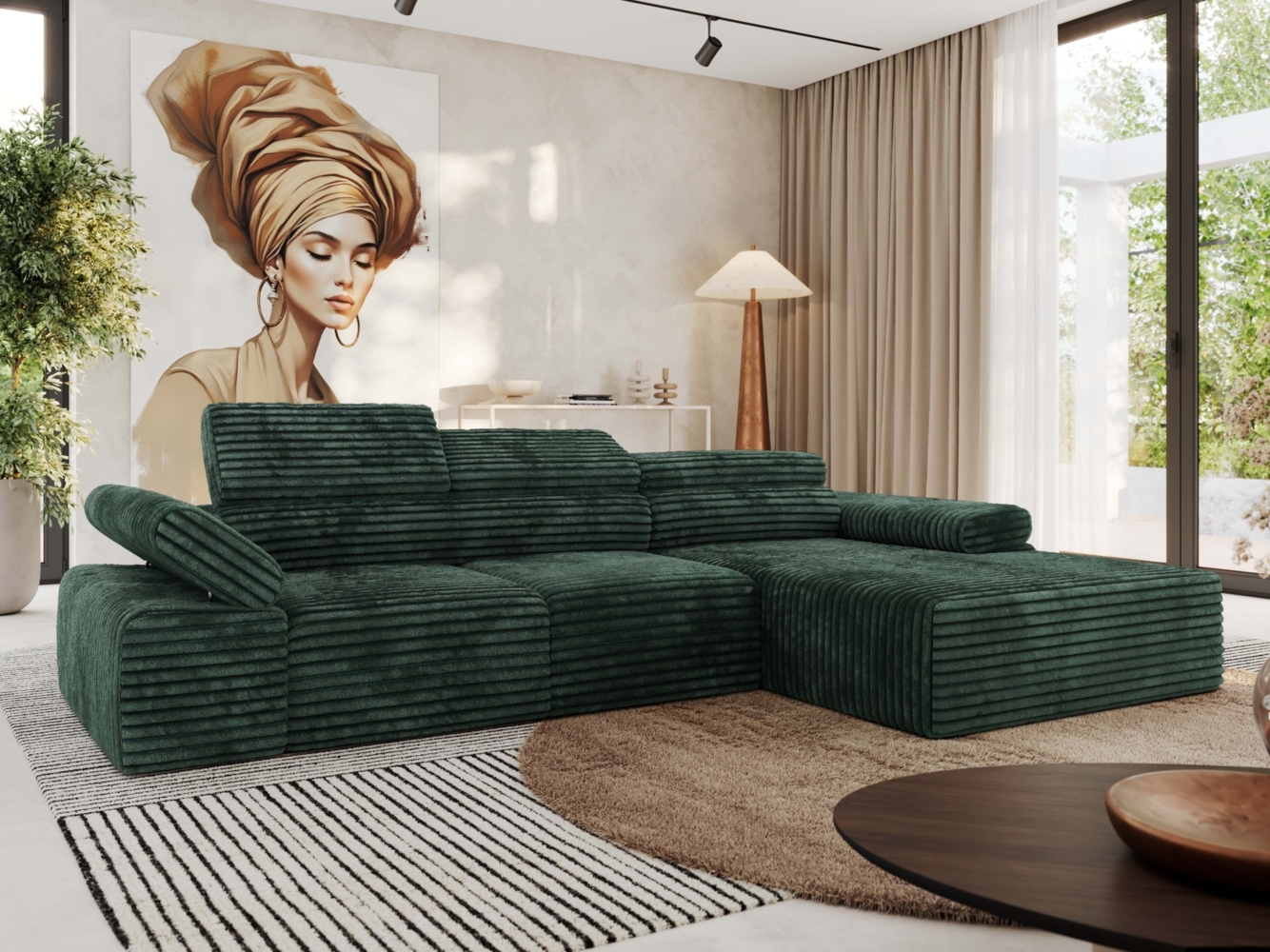 Ecksofa mit Relax-funktion, Elektrisch verstellbarer Sitz, L-förmige Ecke mit Armlehnen, Wellenfeder - RILASSO - rechts Seite Bild 1