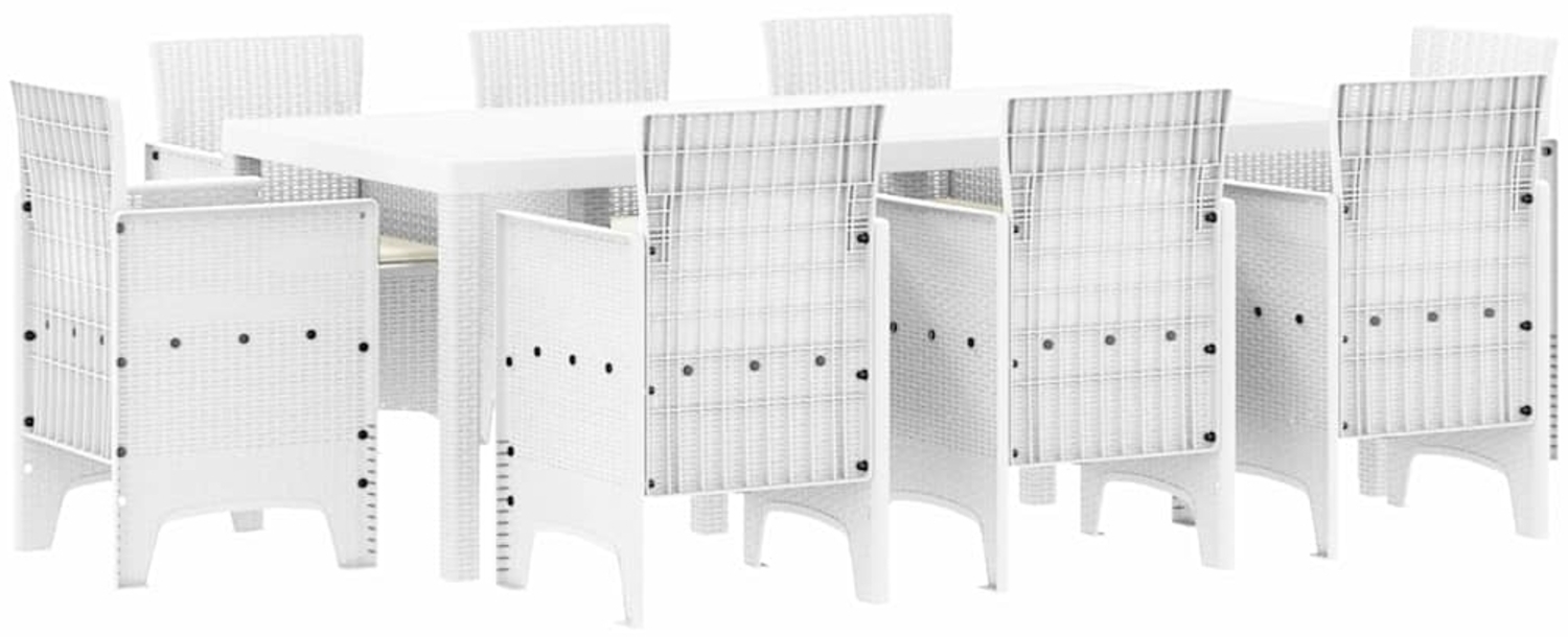 vidaXL Garten Essgruppe 9 pcs Weiß Polt Rattan 3378586 Bild 1