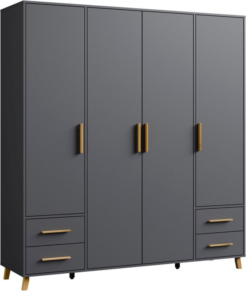 rauch Drehtürenschrank Kleiderschrank Schrank Garderobe Wäscheschrank SHINJO (in 3 verschiedenen Ausstattungen BASIC/CLASSIC/PREMIUM) Griffe und Füße aus Massivholz mit 2 Schubladen MADE IN GERMANY Bild 1