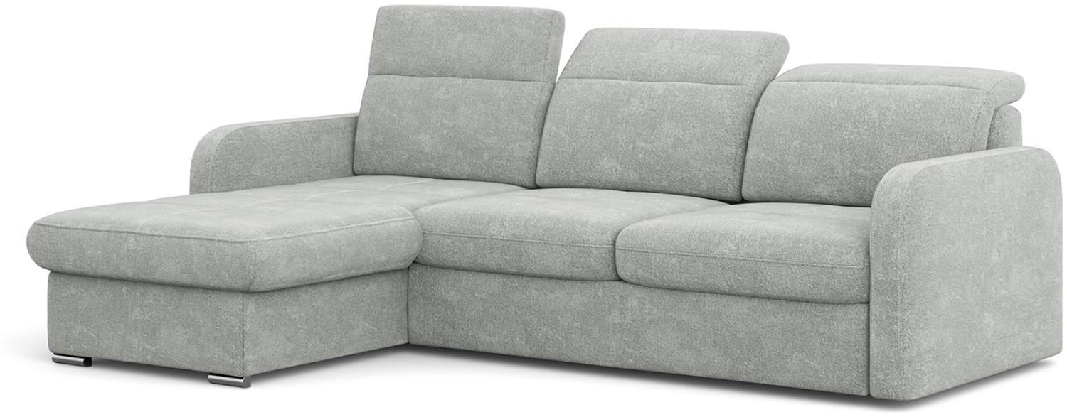 MEBLINI Schlafcouch mit Bettkasten - Ecksofa mit Schlaffunktion - Sofa mit Relaxfunktion und Kopfstützen - Couch L-Form - Eckcouch - Wohnlandschaft - EMERALD - 215x167x84cm - Grau Webstoff Bild 1