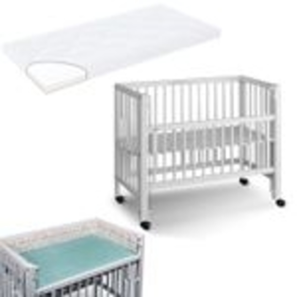 Tissi Anstellbett / Beistellbett Sophie inkl. Matratze und Nestchen Wonderful World, Buche Weiss Bild 1