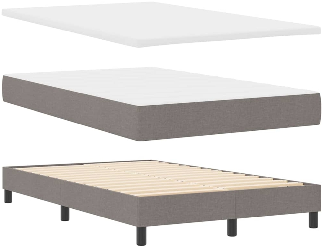 vidaXL Boxspringbett mit Matratze Taupe 120x190 cm Stoff 3343978 Bild 1