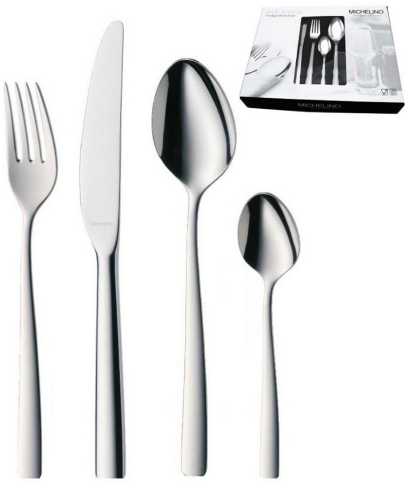 KESSMANN Besteck-Set 16 Teiliges rostfreier Edelstahl 4 Personen silber Menü Essbesteck (16-tlg), 4 Personen, Edelstahl, Menübesteck Tischbesteck Messer Gabel Löffel Tafelbesteck Set Bild 1