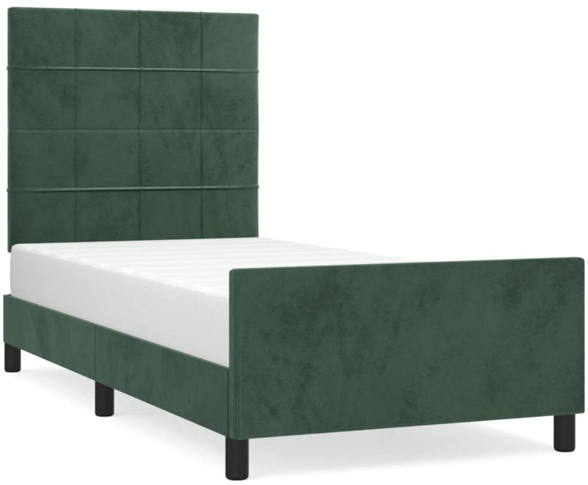 vidaXL Bettgestell mit Kopfteil Dunkelgrün 80x200 cm Samt, Härtegrad: H2 [3125724] Bild 1