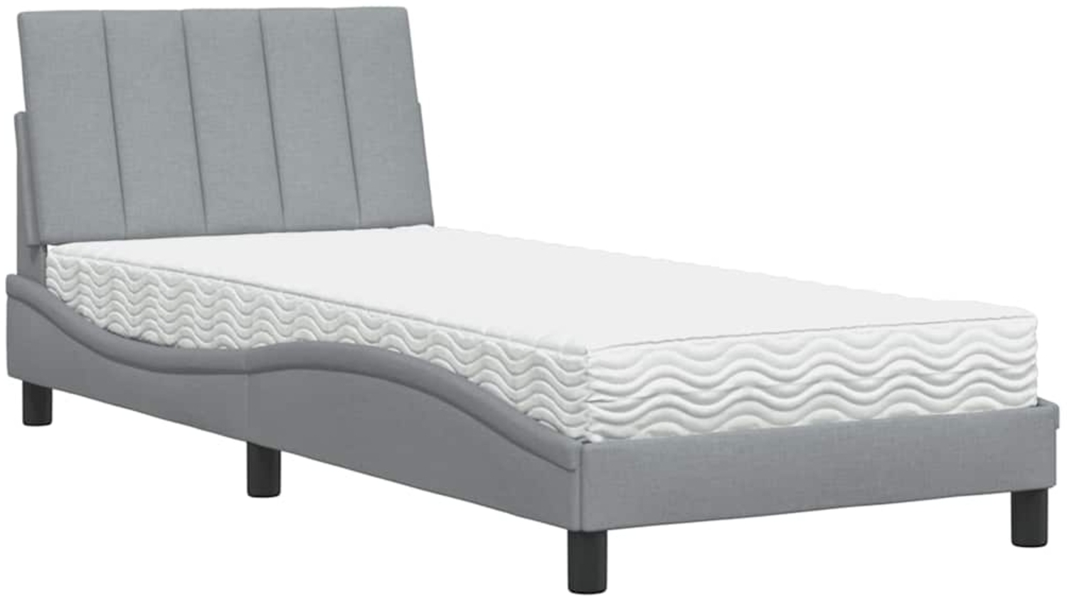 vidaXL Bett mit Matratze "Hanko" Hellgrau 90x190 cm Stoff 3310496 Bild 1