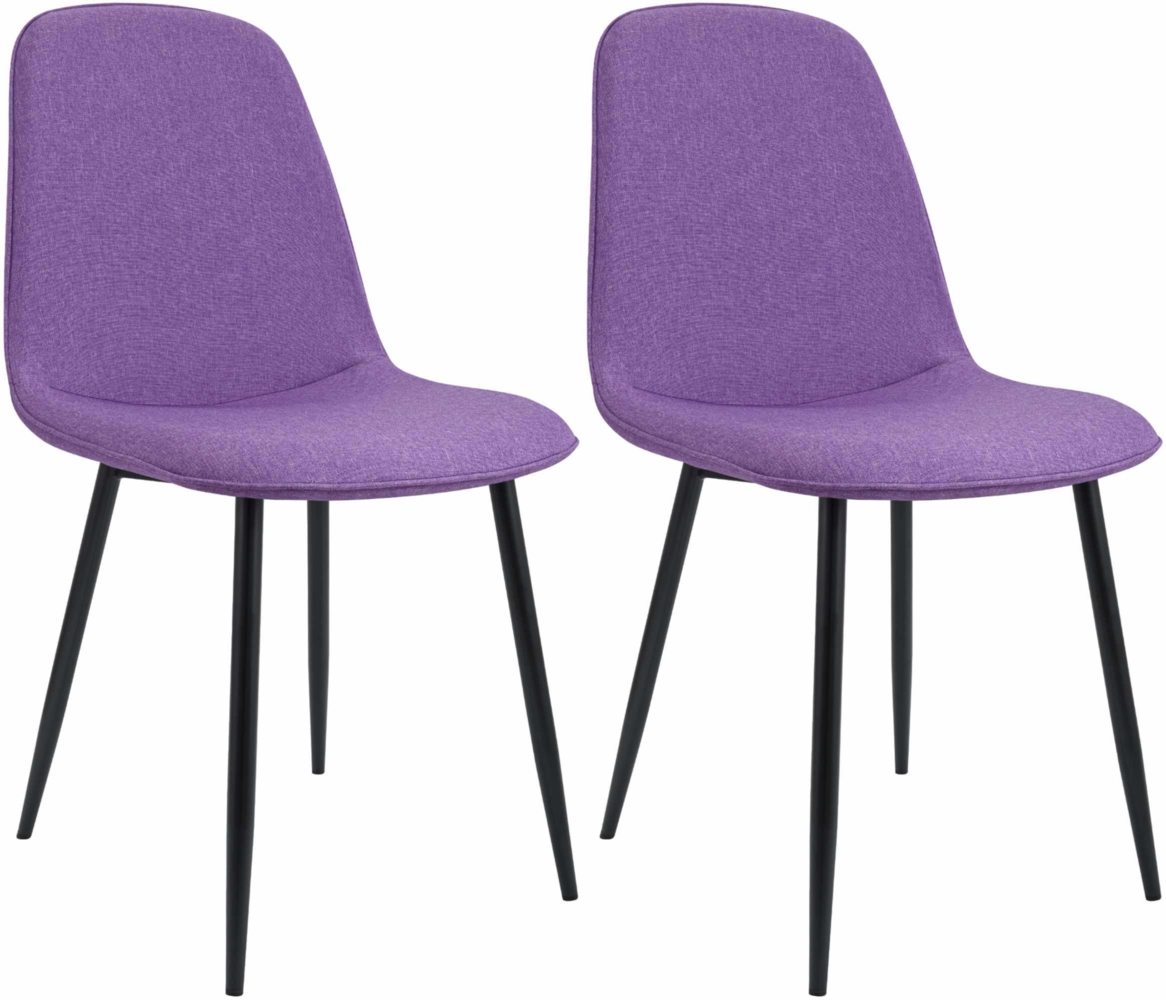 CLP 2er Set Esszimmerstuhl Maryam gepolstert mit Rückenlehne,lila Stoff Bild 1