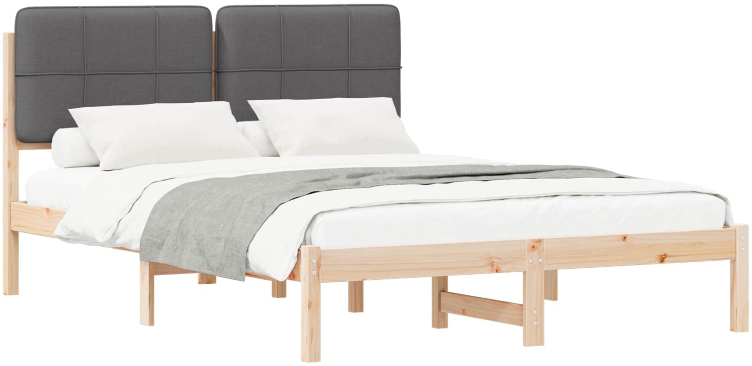 vidaXL Bettgestell mit gepolstertem Kopfteil Dunkelgrau 160 x 200 cm 877965 Bild 1