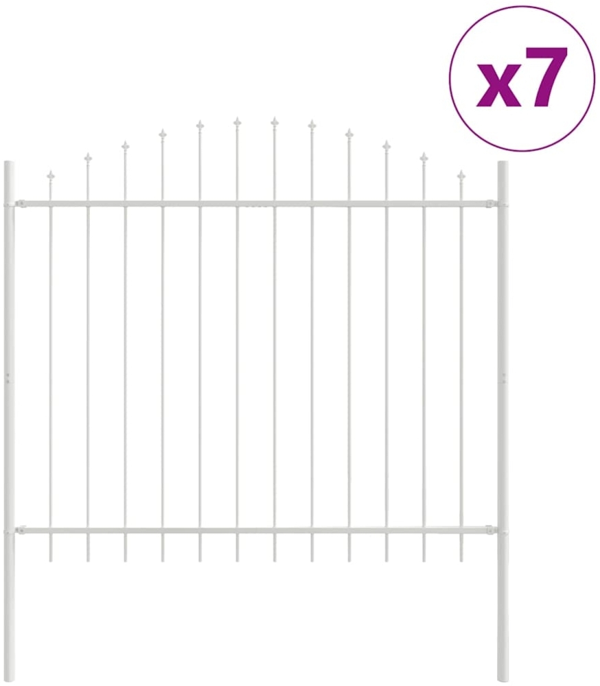 vidaXL Gartenzaun Weiß 1190 x 150 cm Pulverbeschichteter Stahl 3360169 Bild 1