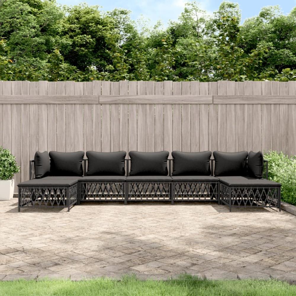 vidaXL 7-tlg. Garten-Lounge-Set mit Kissen Anthrazit Stahl 3186905 Bild 1