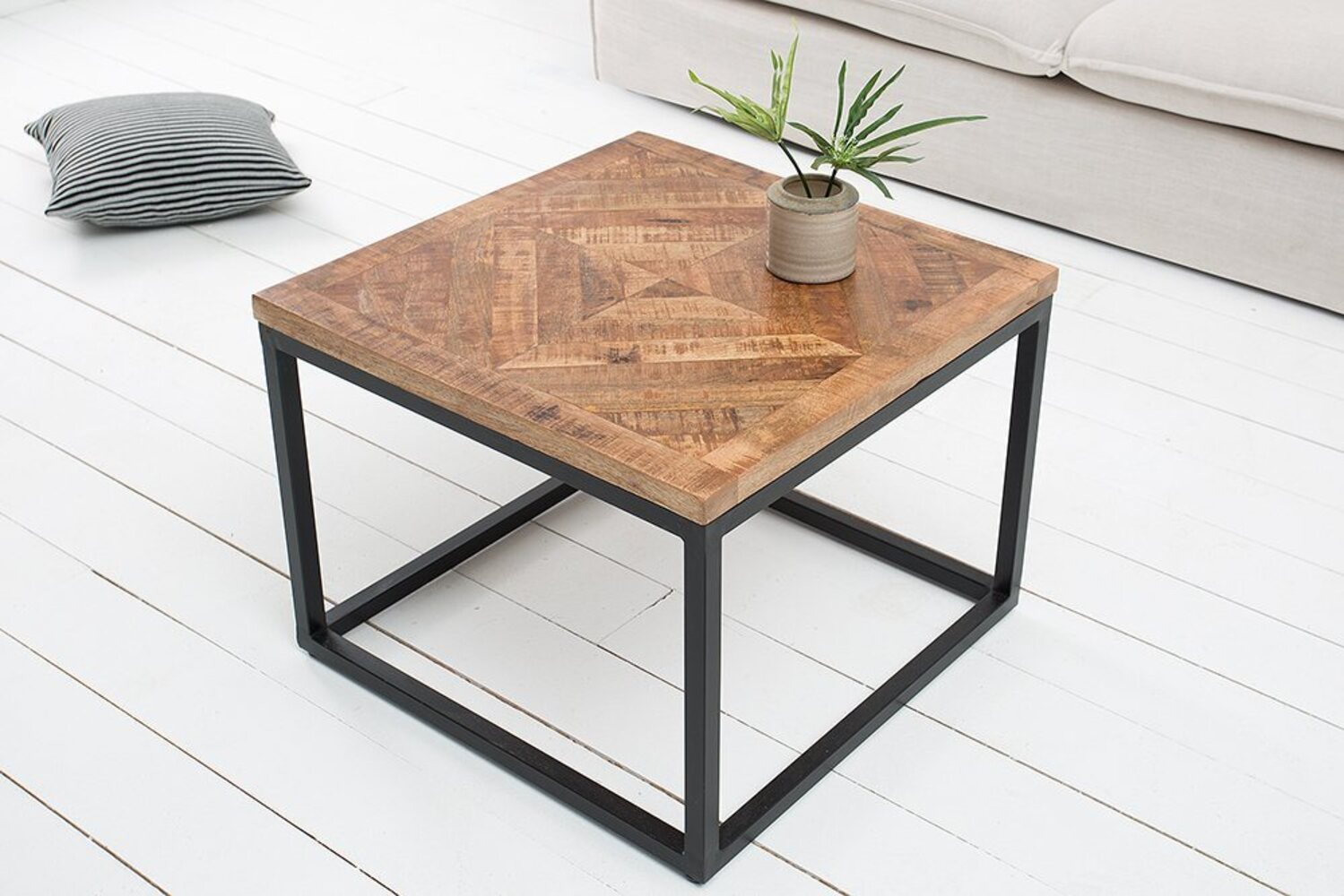 riess-ambiente Beistelltisch INFINITY HOME 60cm natur, Massivholz · Metall-Gestell · Holztisch · Industrial · Mangoholz Bild 1