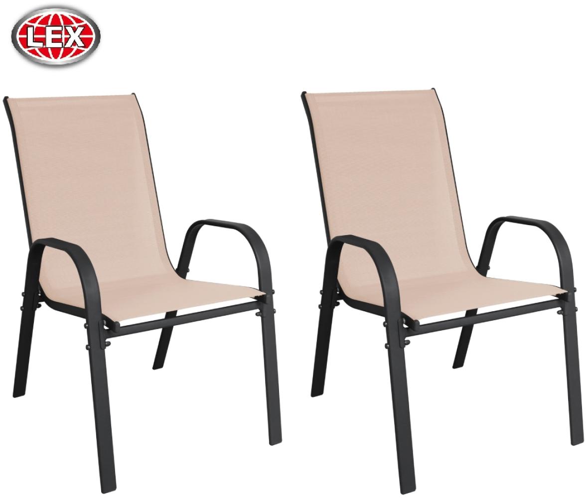 2er Set Stapelsessel Gartensessel Gartenstuhl Stapelstuhl Balkon beige Bild 1