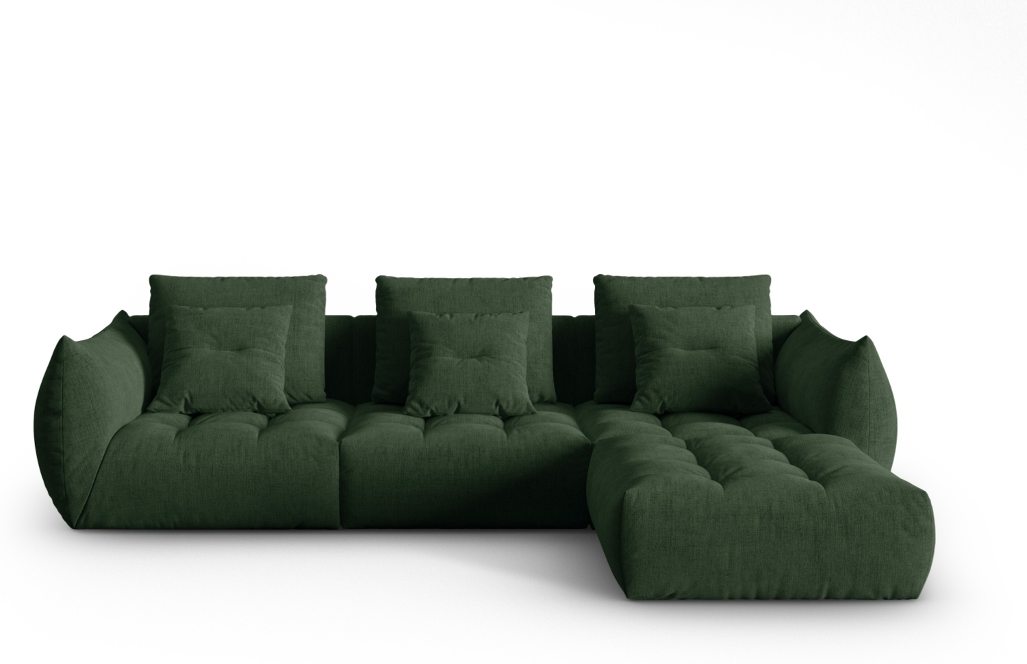 Micadoni Ecksofa Bloom 2-Sitzer Strukturierter Stoff Moßgrün Bild 1