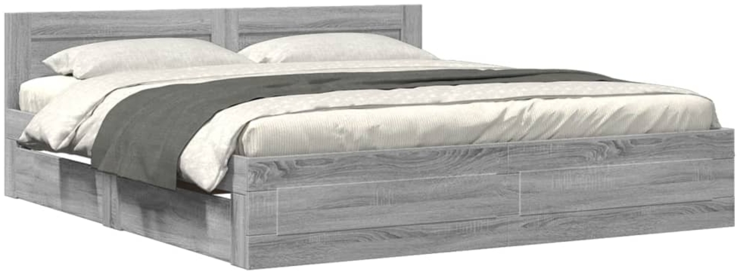 vidaXL Bettgestell mit Kopfteil Grau Sonoma 200x200cm Holzwerkstoff 3295539 Bild 1