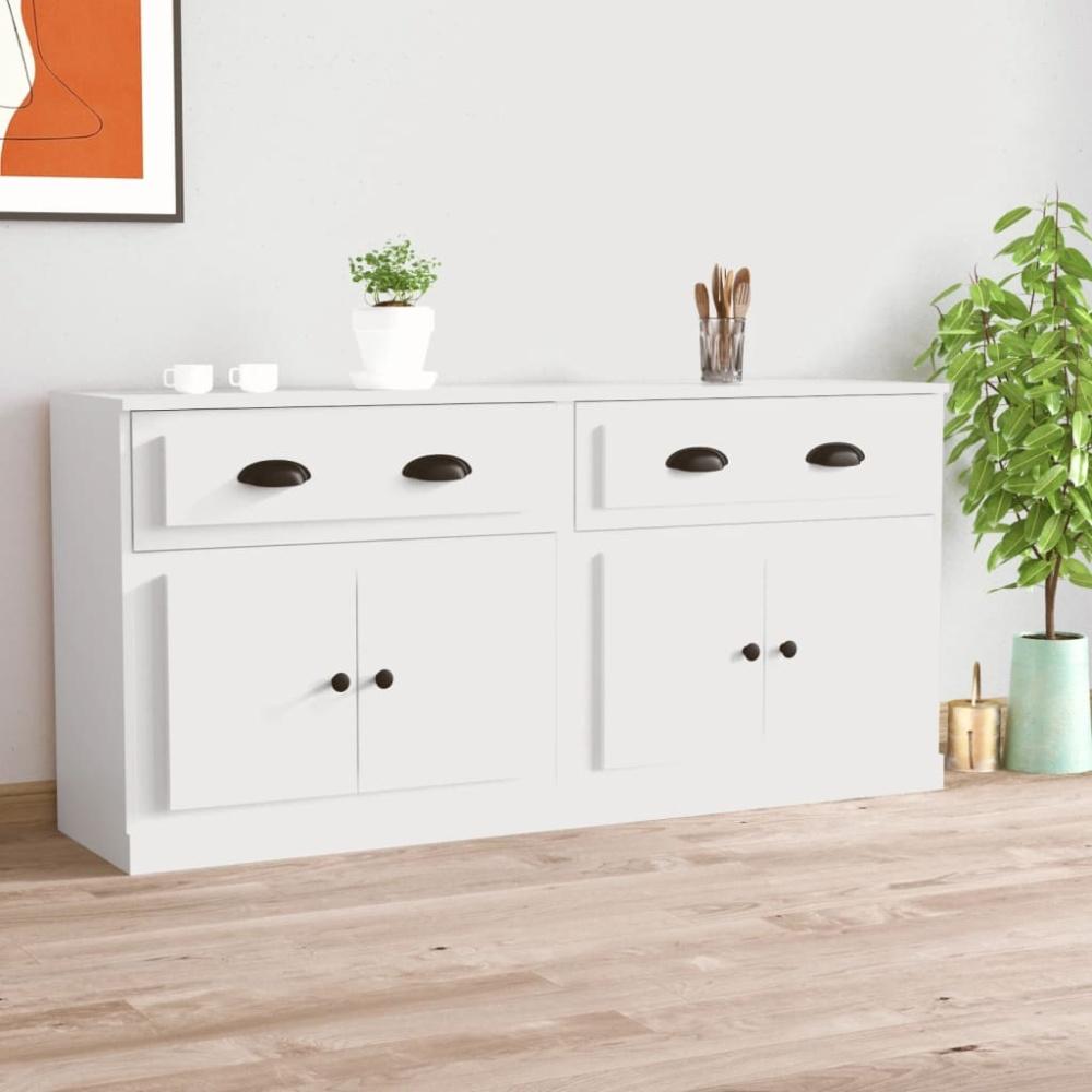 vidaXL Sideboards 2 Stk. Weiß Holzwerkstoff 3185263 Bild 1