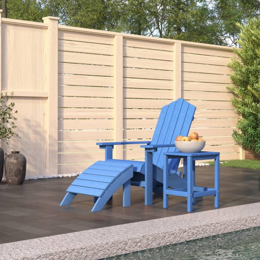 vidaXL Adirondack-Gartenstuhl mit Hocker & Tisch HDPE Aquamarin Bild 1