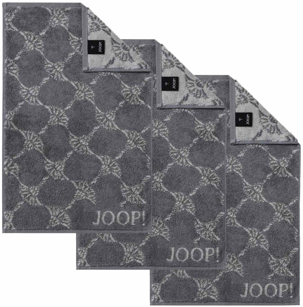 JOOP! Gästetuch Classic Frottierkollektion, 3er Pack - Walkfrottier Anthrazit Cornflower 30x50cm Bild 1