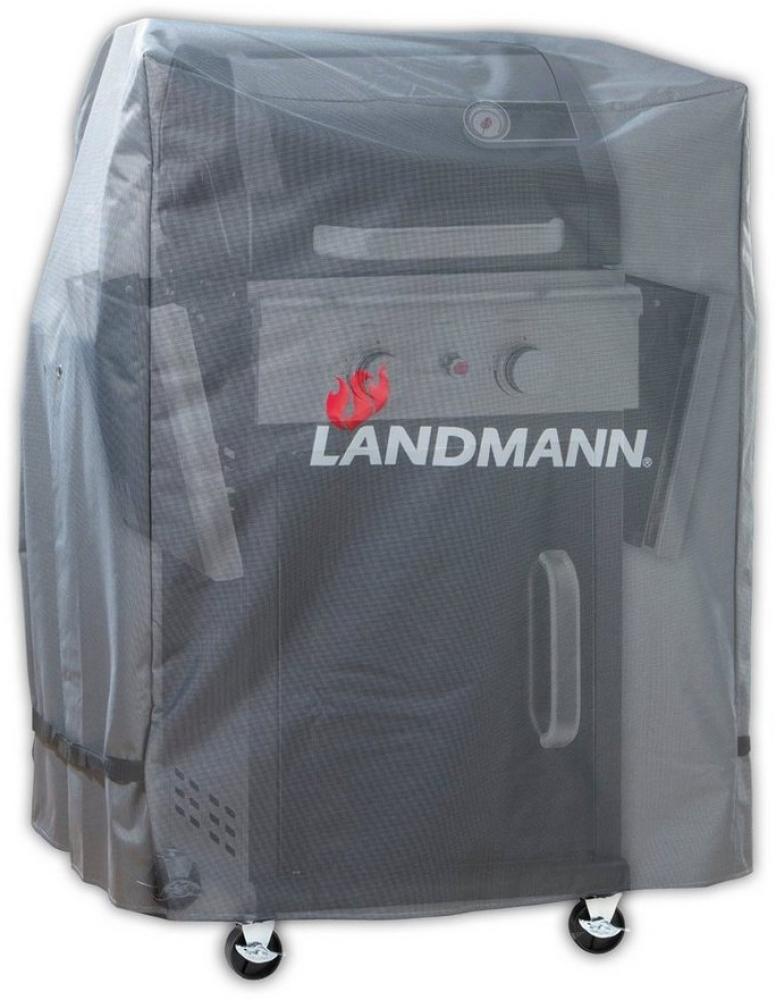 LANDMANN | Grill-Schutzhülle | Grillabdeckung | Wetterfest | M | Grau | Wasserdicht | UV-beständig | Kälteschutz bis -20 °C | Für Geräte mit Aufbaumaßen von ca. 60 x 80 x 120 cm (L x B x H) Bild 1