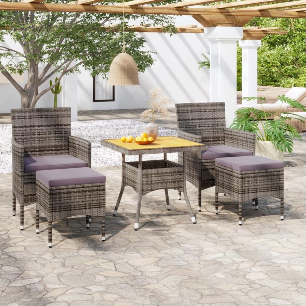 vidaXL 5-tlg. Garten-Essgruppe Poly Rattan & Massivholz Akazie Grau 3058333 Bild 1