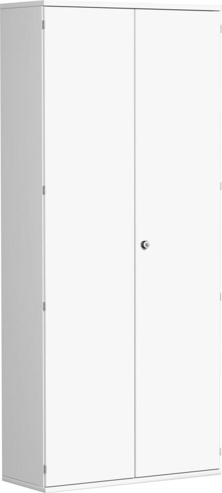 Flügeltürenschrank, 5 Dekor-Einlegeböden, 100x42x230cm, Weiß Bild 1