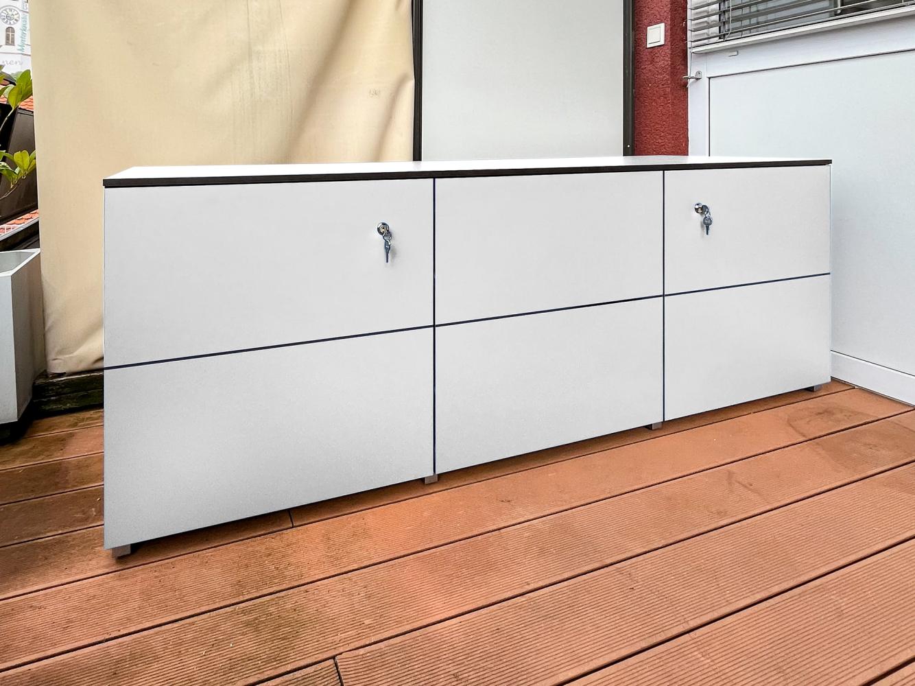 Outdoor Sideboard ‘@win XL195’ aus wetterfestem HPL inweiß, 195 x 85 x 60 cm (BxHxT), mit breiter Schublade Bild 1