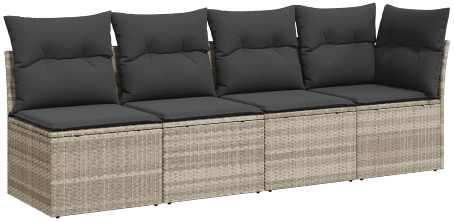 vidaXL Gartensofa mit Kissen 4-Sitzer Hellgrau Poly Rattan 366177 Bild 1