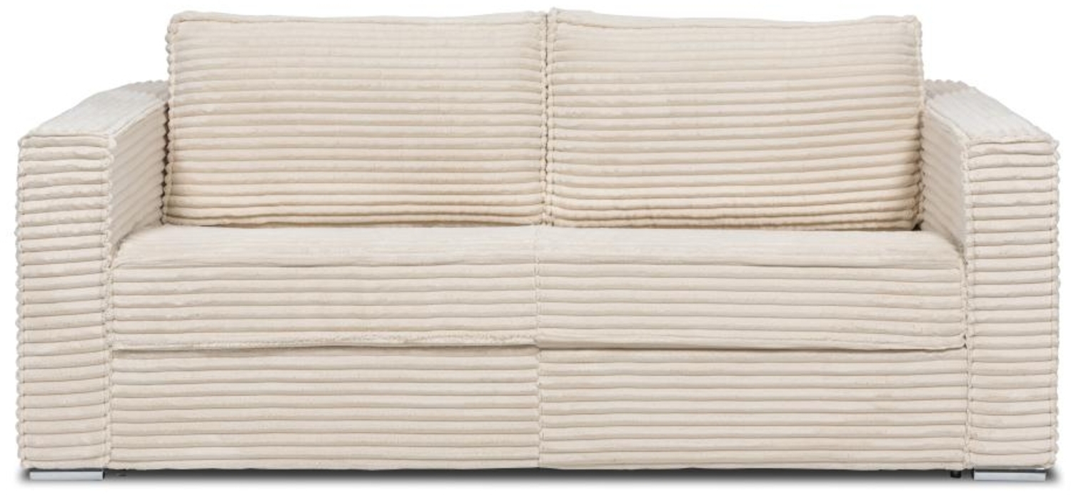 Vente-unique - Schlafsofa mit Matratze 4-Sitzer - grob gerippter Cord - Beige - Liegefläche mit Lattenrost mit breiten Latten 160 cm - Matratze 14 cm - LORETO Bild 1