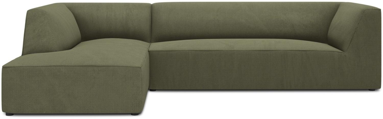 Micadoni 4-Sitzer Modular Ecke links Sofa Ruby | Bezug Green | Beinfarbe Black Plastic Bild 1