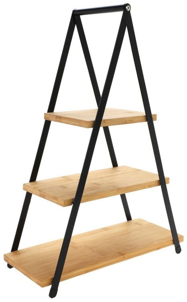 Spetebo Etagere XXL Servier Etagere mit 3 Etagen - 53 x 36 cm, Metall, Holz, (Stück, 1-tlg, Servierständer), Servierständer aus Bambus Holz mit Metall Gestell Bild 1