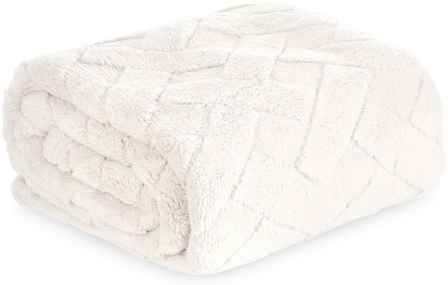 Wohndecke CARO Design91 Karierte Kuscheldecke ideales Geschenk Weiche warme Decke 170X210 cm creme Bild 1