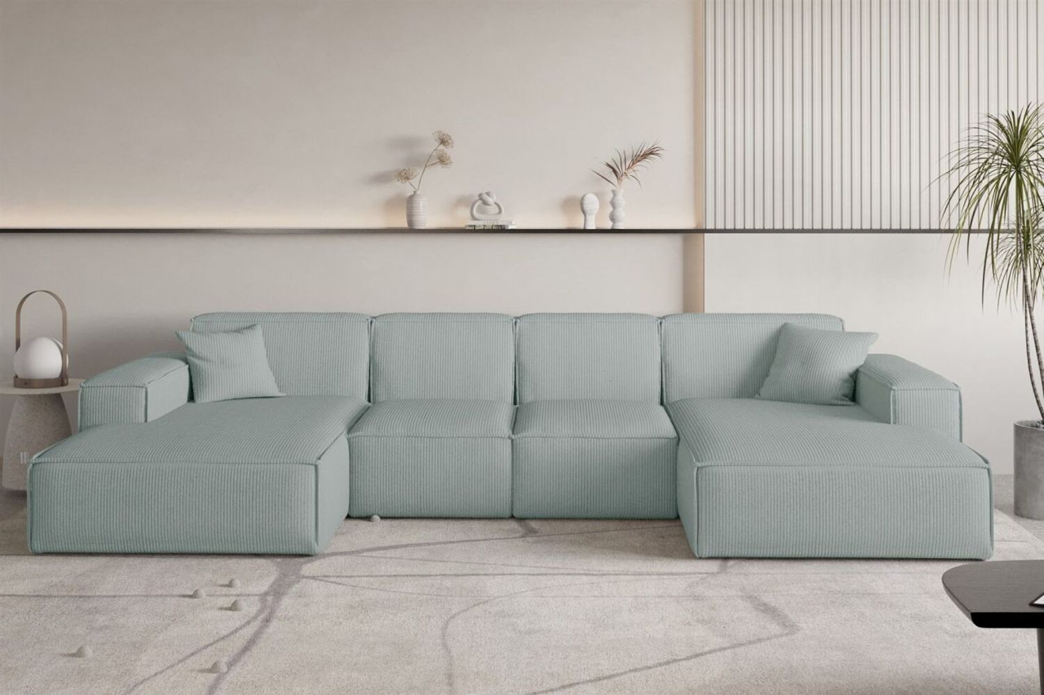 Wohnlandschaft Sofa U-Form CELES PREMIUM XS in Stoff Scala Saphirblau Bild 1