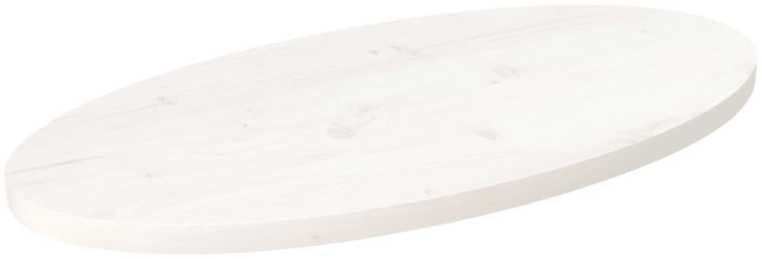vidaXL Tischplatte Weiß 70x35x2,5 cm Massivholz Kiefer Oval 824316 Bild 1