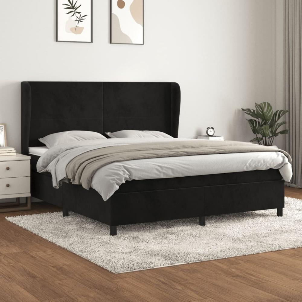 vidaXL Boxspringbett mit Matratze Schwarz 160x200 cm Samt 3129101 Bild 1