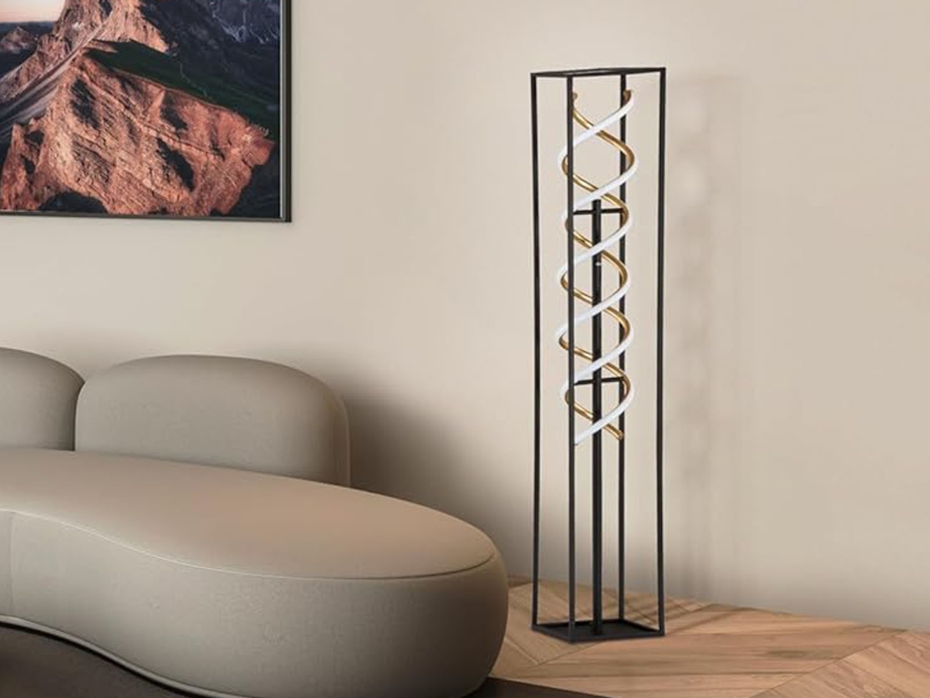 Fischer & Honsel 40495 LED Stehleuchte Gian sandschwarz blattgoldfarben CCT Bild 1