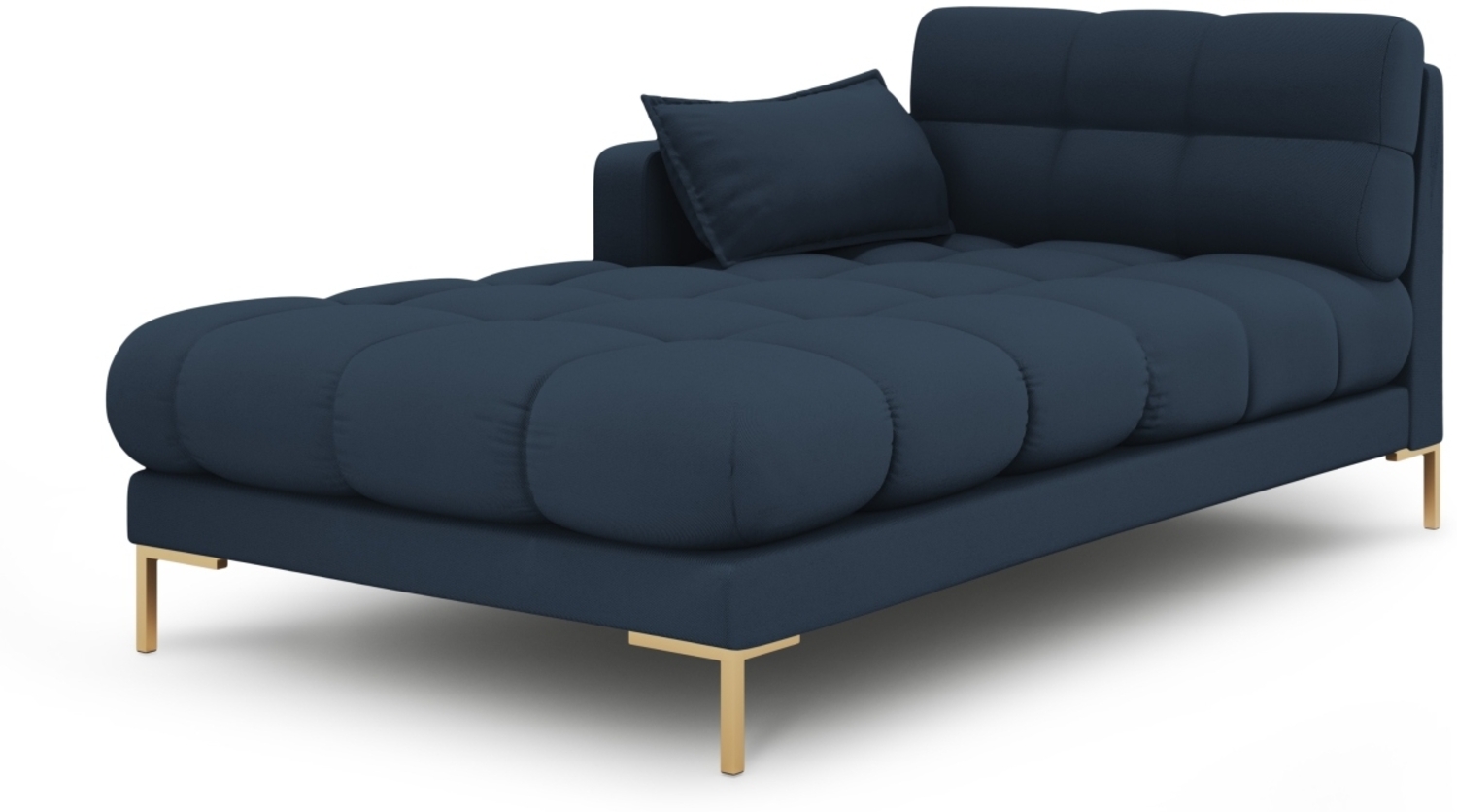 Micadoni Recamiere Mamaia 1-Sitzer Links Strukturierter Stoff Blau Metall Gold Bild 1