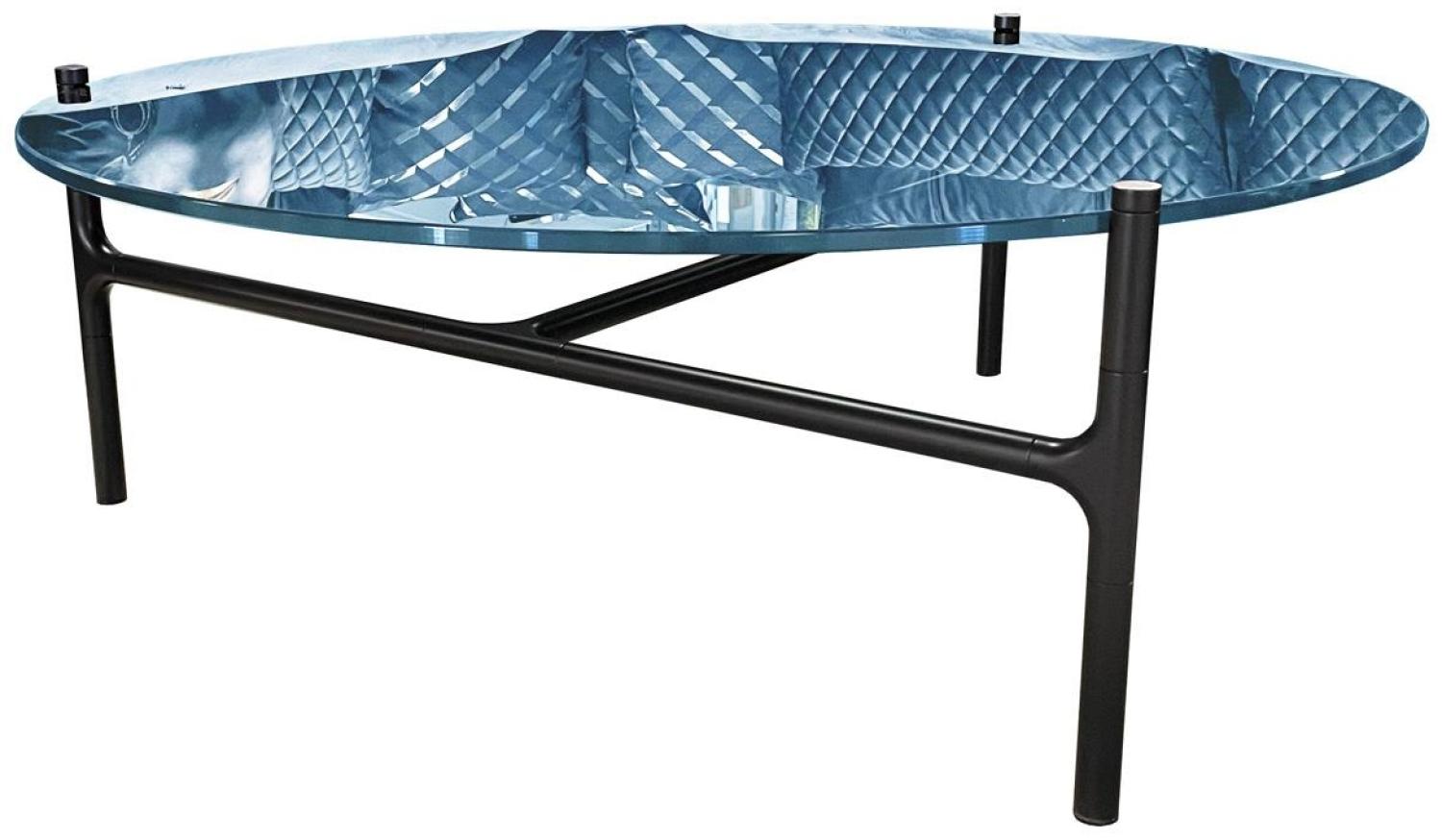 ROLF BENZ Couchtisch 915 Glas blau Metall schwarz ø102 cm Bild 1