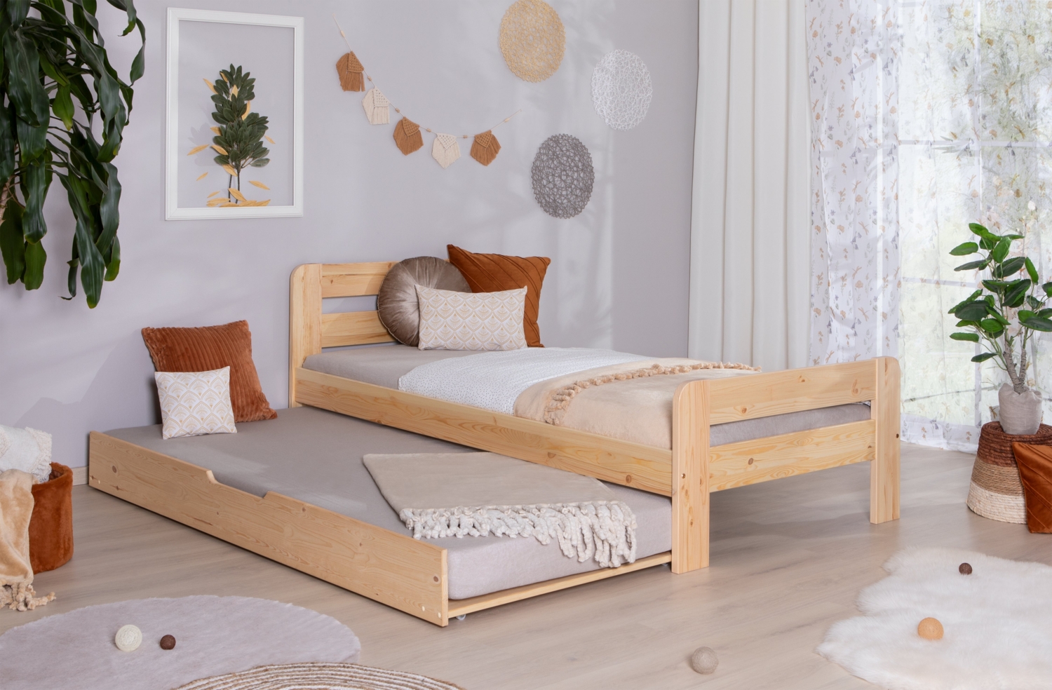 Einzelbett "Bert" 100x200 Kiefer massiv Bild 1