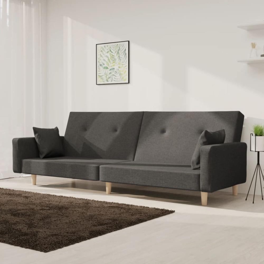 vidaXL Schlafsofa 2-Sitzer mit 2 Kissen, Dunkelgrau Bild 1