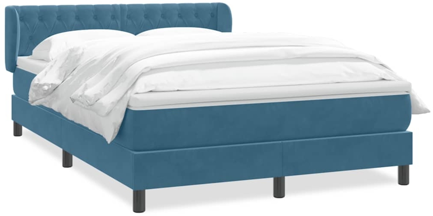 vidaXL Boxspringbett mit Matratze Dunkelblau 140x220 cm Samt 3317821 Bild 1