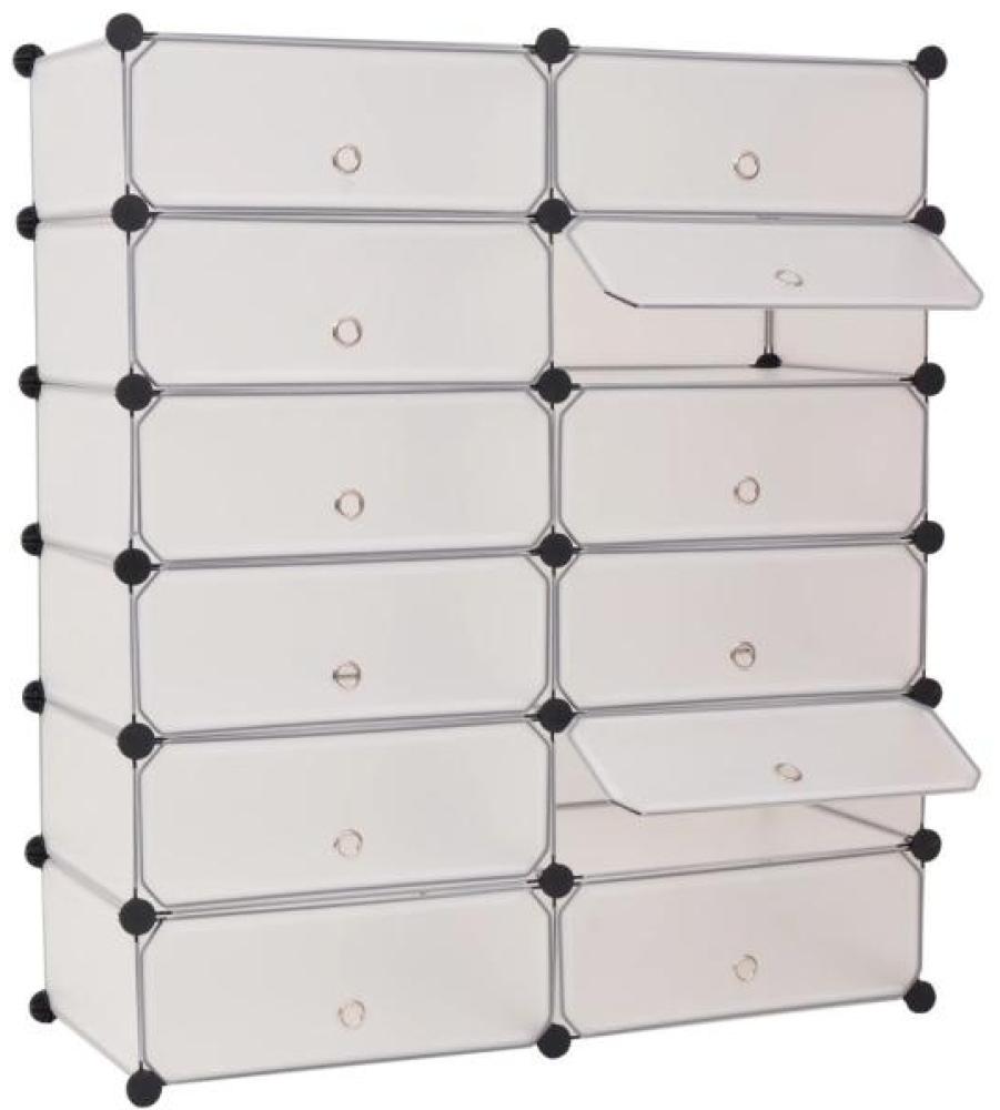 vidaXL Schuh-Organizer Zusammenklappbar mit 12 Fächern Weiß 244921 Bild 1